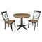 International Concepts Round 36 in Rd Extension Dining Table, 2 X-Back Chairs, Hickory/Washed Coal, 36 in W, 48 in L, Wood K45-36RXT-27B-C613-2 - alternate 1